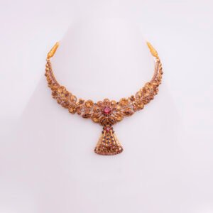 Necklace-Set with zircons and colored stones