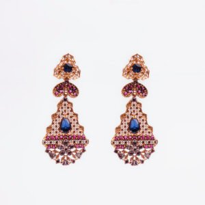 Necklace-set with rubies, sapphires and zircons
