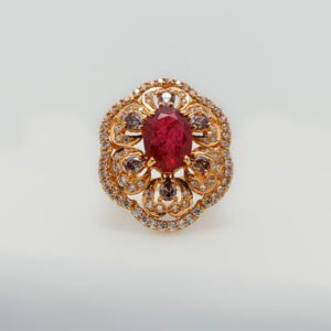 Gold Ring with Ruby and zircons