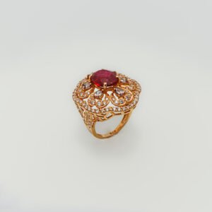 Gold Ring with Ruby and zircons
