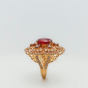 Gold Ring with Ruby and zircons