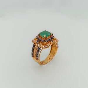 Emerald ring with zircons