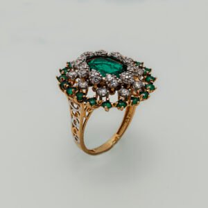 Green Beryl Ring with zircons