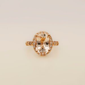 Celestial Glow – 21k Gold Ring with Skardu Topaz & Zircons