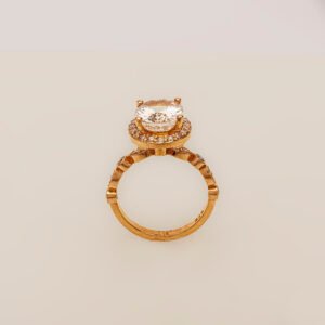 Celestial Glow – 21k Gold Ring with Skardu Topaz & Zircons