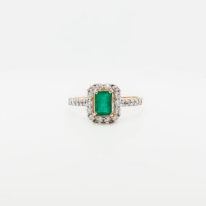 Emerald Halo Ring in 21K Gold