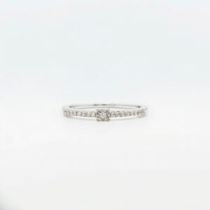 18K Gold Diamond Solitaire Band Ring