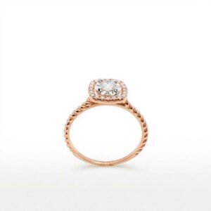 A radiant diamond halo set in luxurious 18K gold