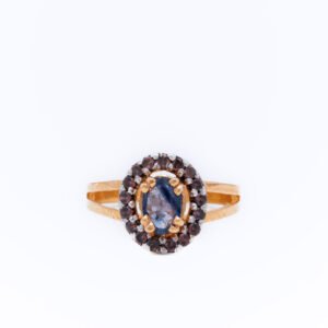 21k Gold Heated Sapphire Zircon Ring
