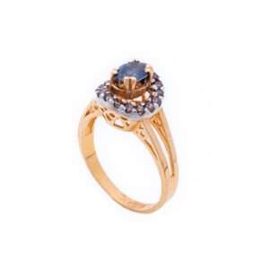 21k Gold Heated Sapphire Zircon Ring