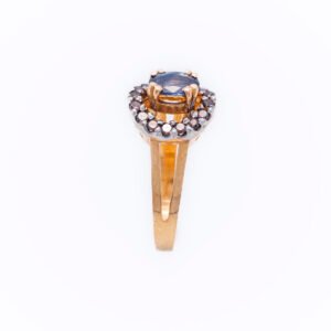 21k Gold Heated Sapphire Zircon Ring
